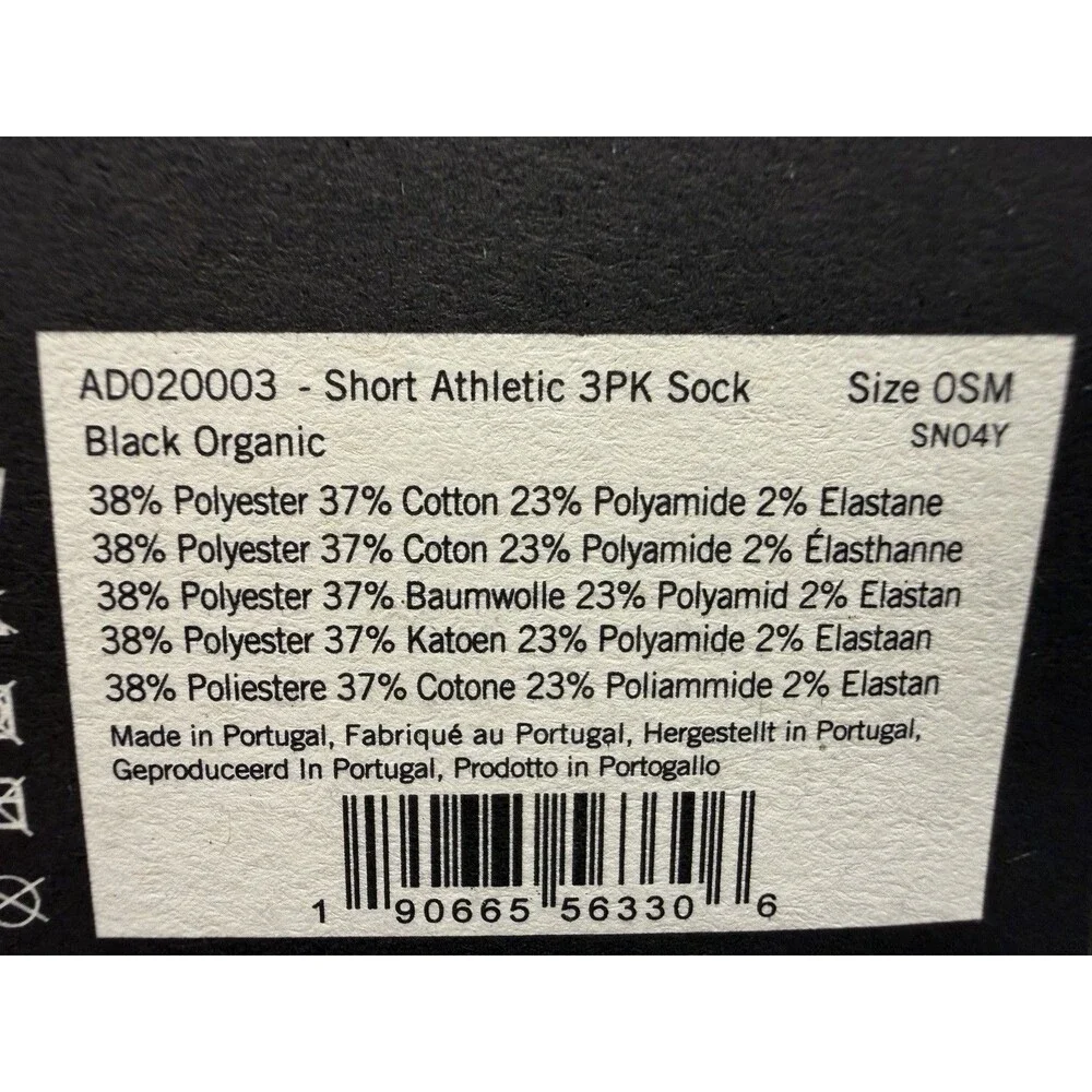 Dr. Martens 3 Pack Athletic Crew Socks Black White Logo S/M US 3-8 NWT